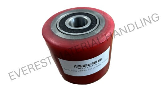 PALLET JACK NYLON BACK POLY WHEEL WITH BEARINGS (RED)
