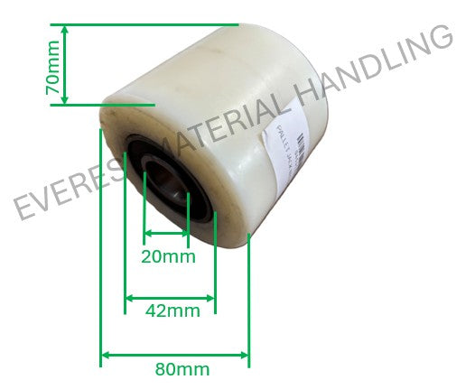 PALLET JACK NYLON BACK POLY WHEEL WITH BEARINGS (WHITE)